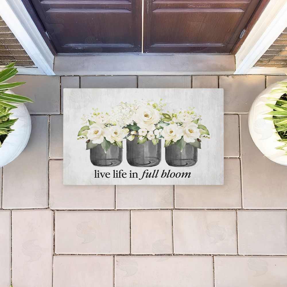 Lettered and Lined Life In Full Bloom Flowers Unwoven Outdoor Door Mat