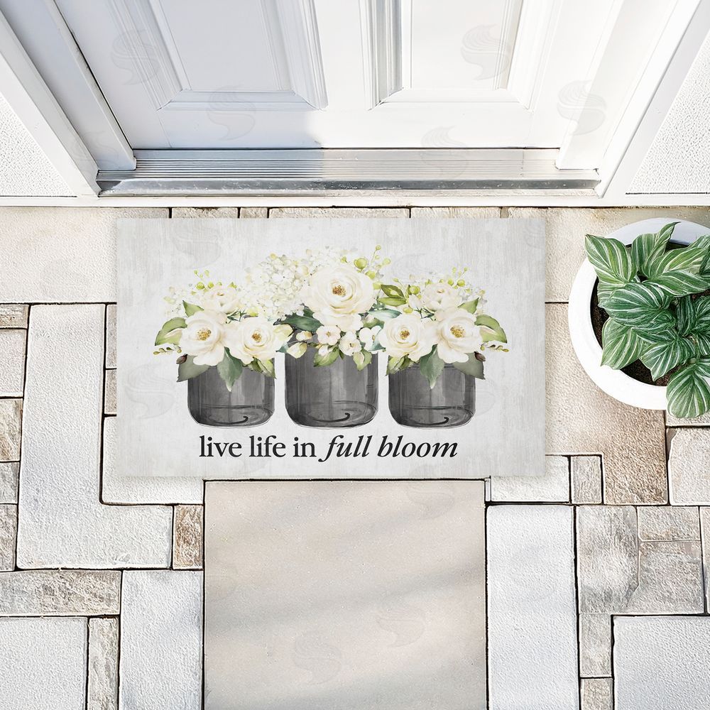 Lettered and Lined Life In Full Bloom Flowers Unwoven Outdoor Door Mat