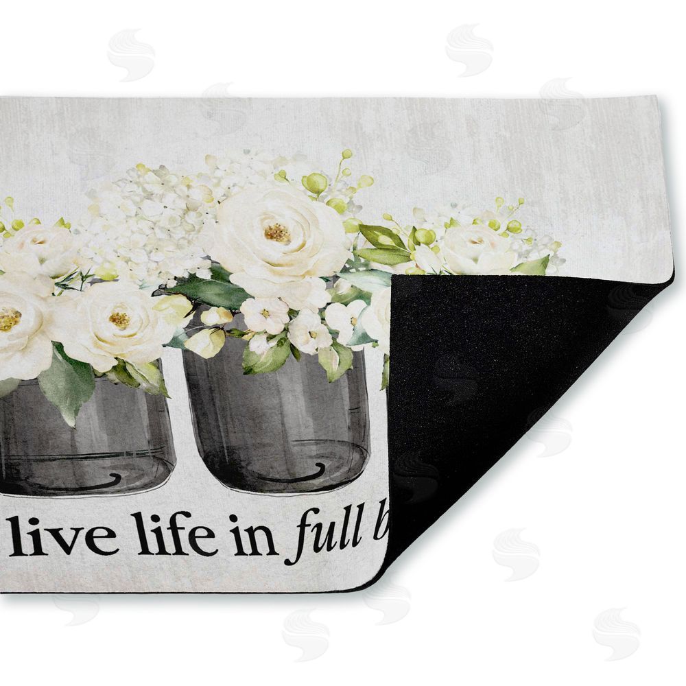 Lettered and Lined Life In Full Bloom Flowers Unwoven Outdoor Door Mat