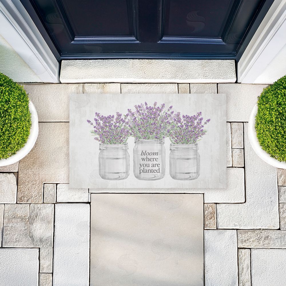 Lettered and Lined Bloom Where You Are Planted Unwoven Outdoor Door Mat