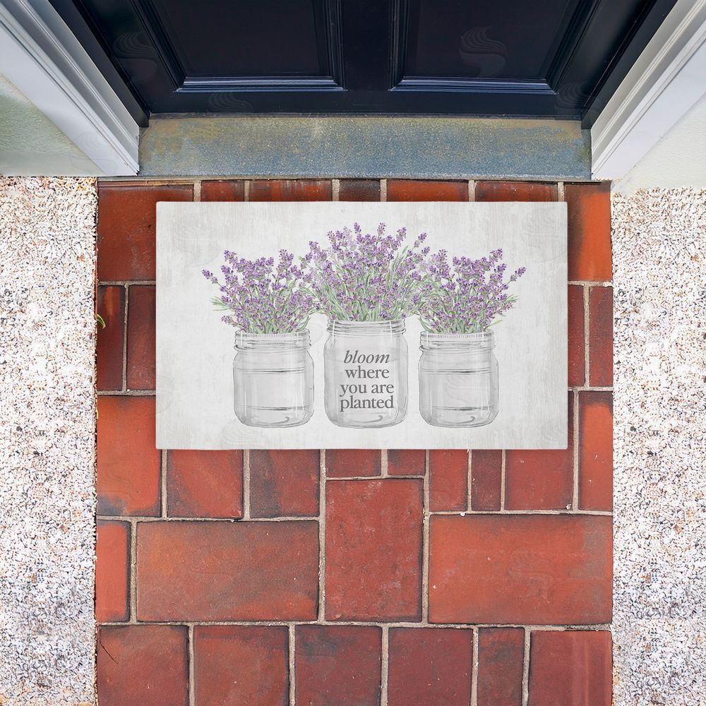 Lettered and Lined Bloom Where You Are Planted Unwoven Outdoor Door Mat