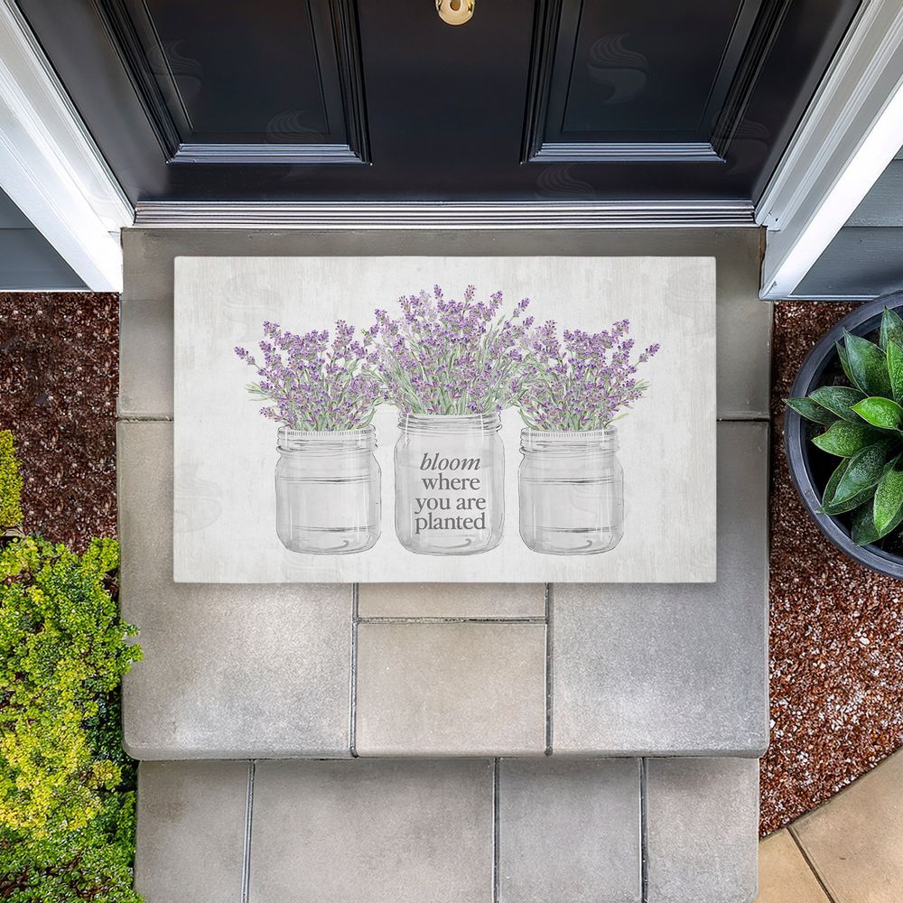 Lettered and Lined Bloom Where You Are Planted Unwoven Outdoor Door Mat