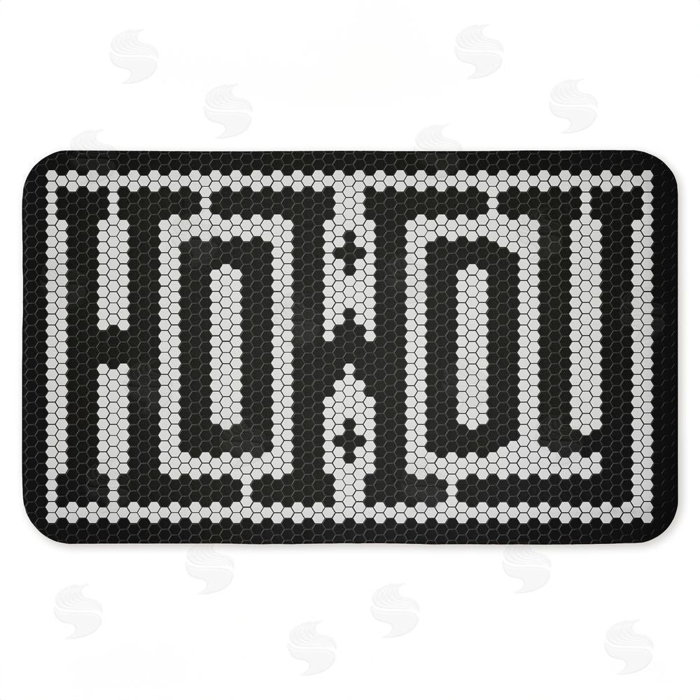 Lettered and Lined Western Greeting Howdy Black Kitchen Floor Mat