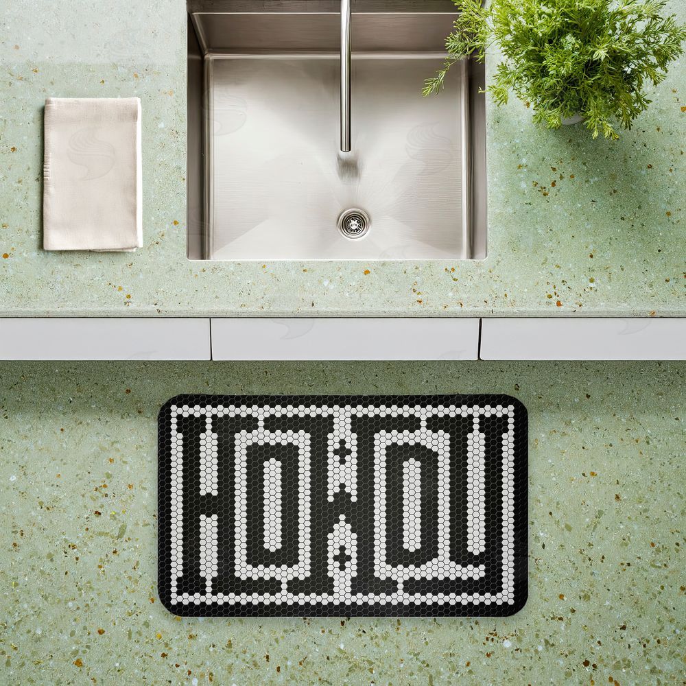 Lettered and Lined Western Greeting Howdy Black Kitchen Floor Mat