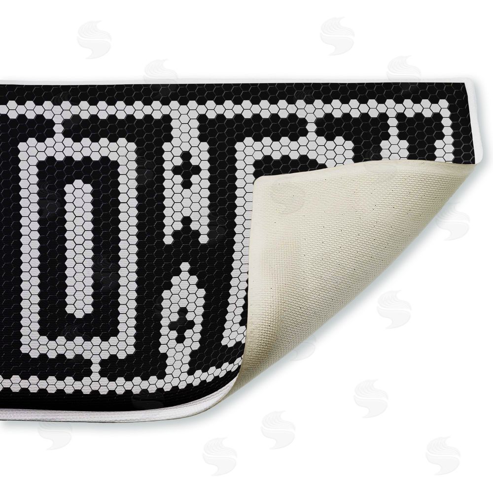 Lettered and Lined Western Greeting Howdy Black Plush Bathroom Floor Mat