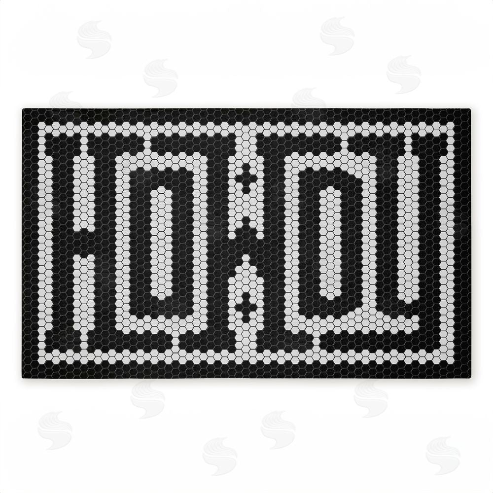 Lettered and Lined Western Greeting Howdy Black Unwoven Outdoor Door Mat