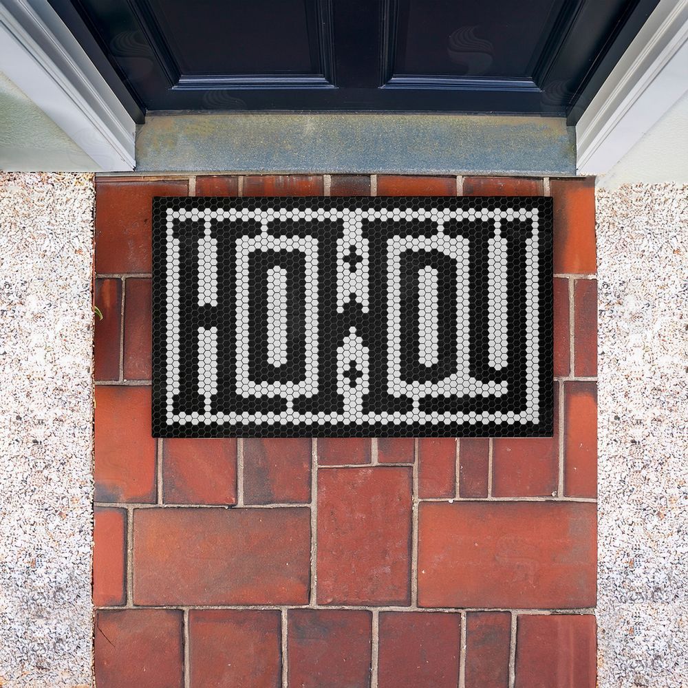 Lettered and Lined Western Greeting Howdy Black Unwoven Outdoor Door Mat