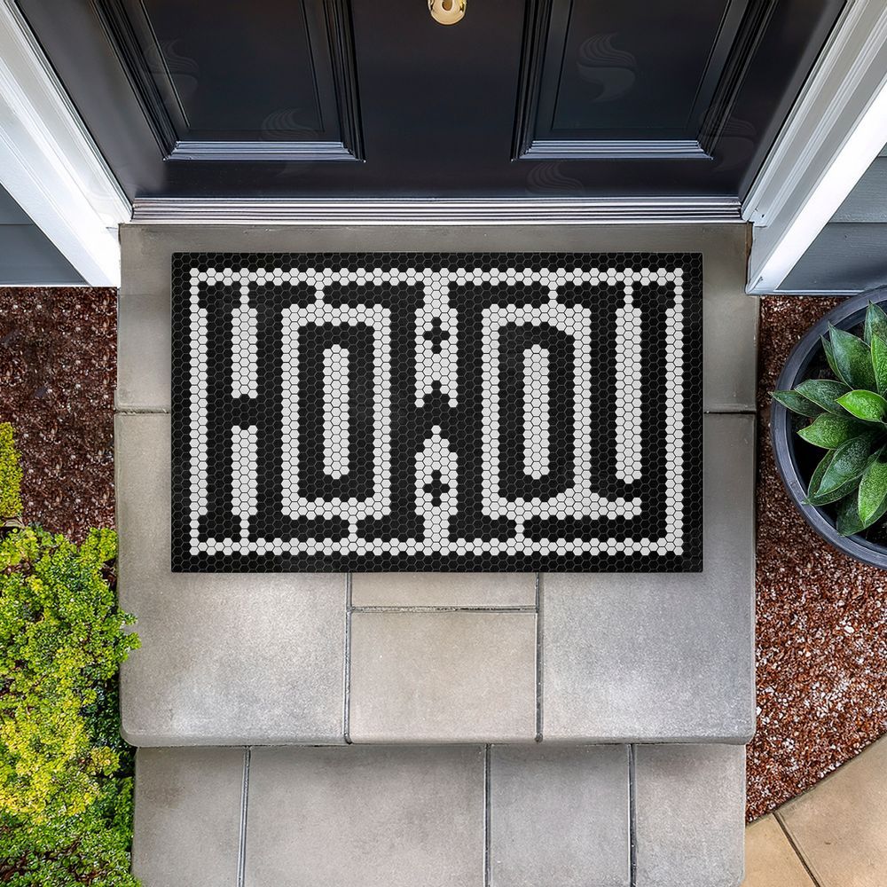 Lettered and Lined Western Greeting Howdy Black Unwoven Outdoor Door Mat