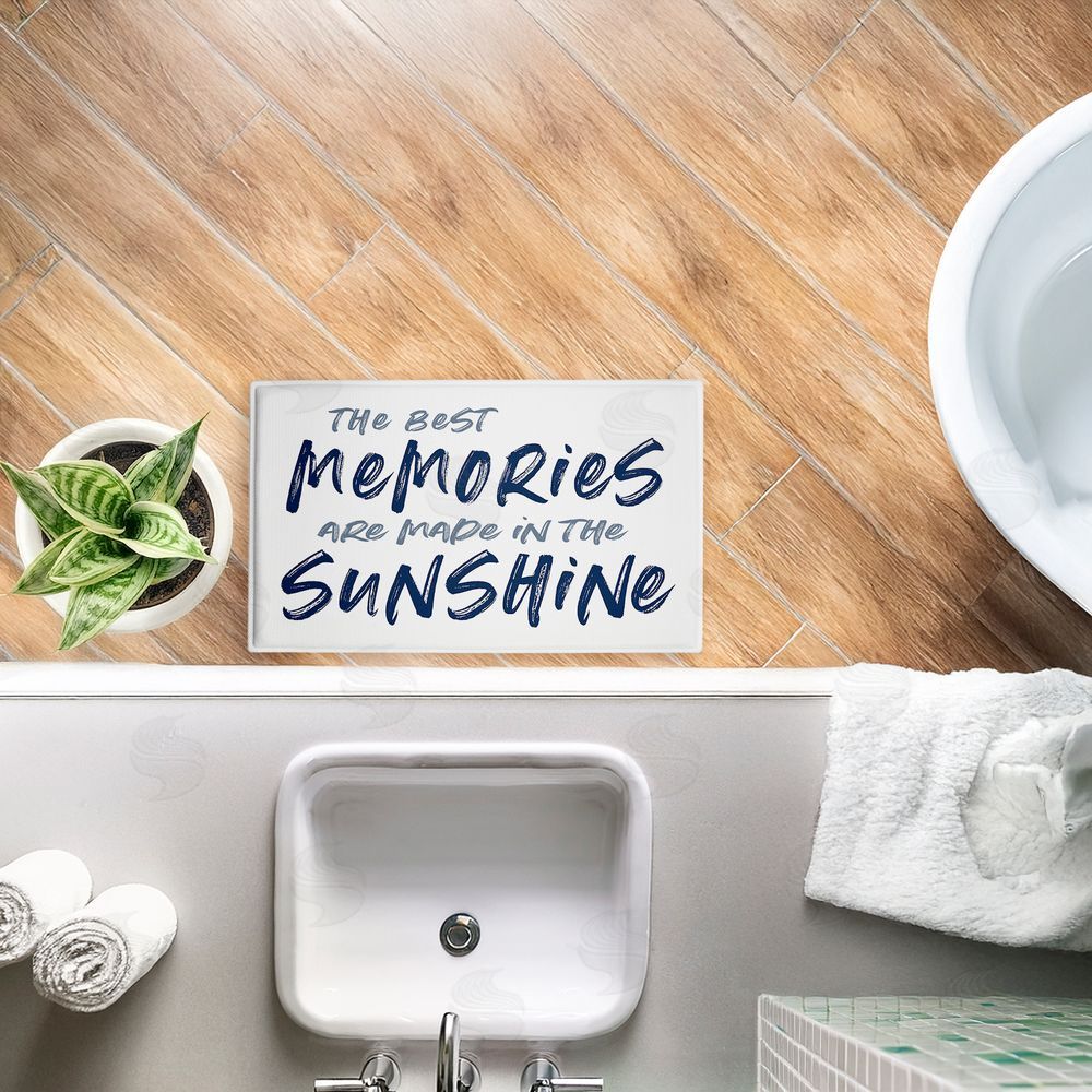 Lettered and Lined Best Memories In Sunshine Plush Bathroom Floor Mat
