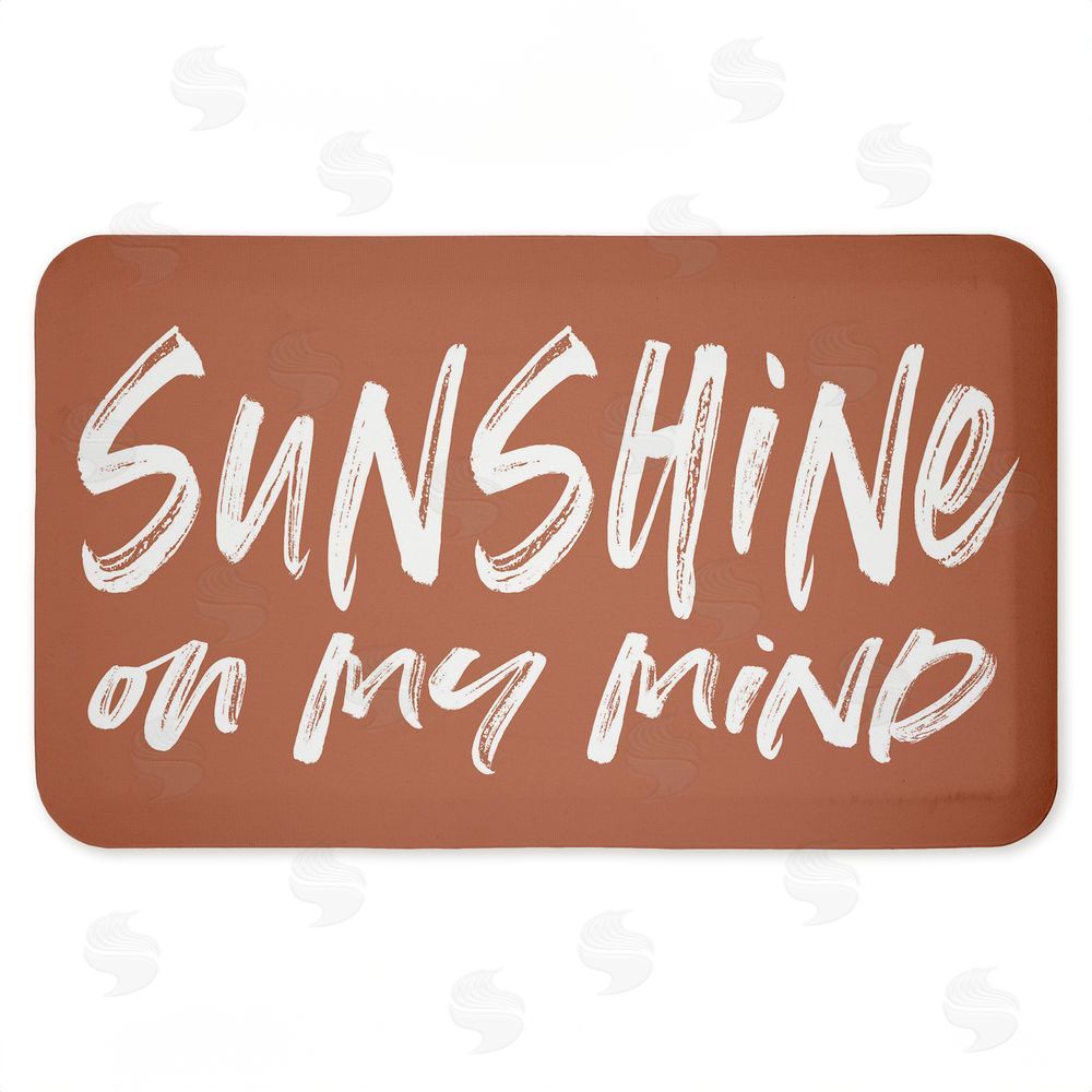 Lettered and Lined Tan Sunshine On My Mind Kitchen Floor Mat