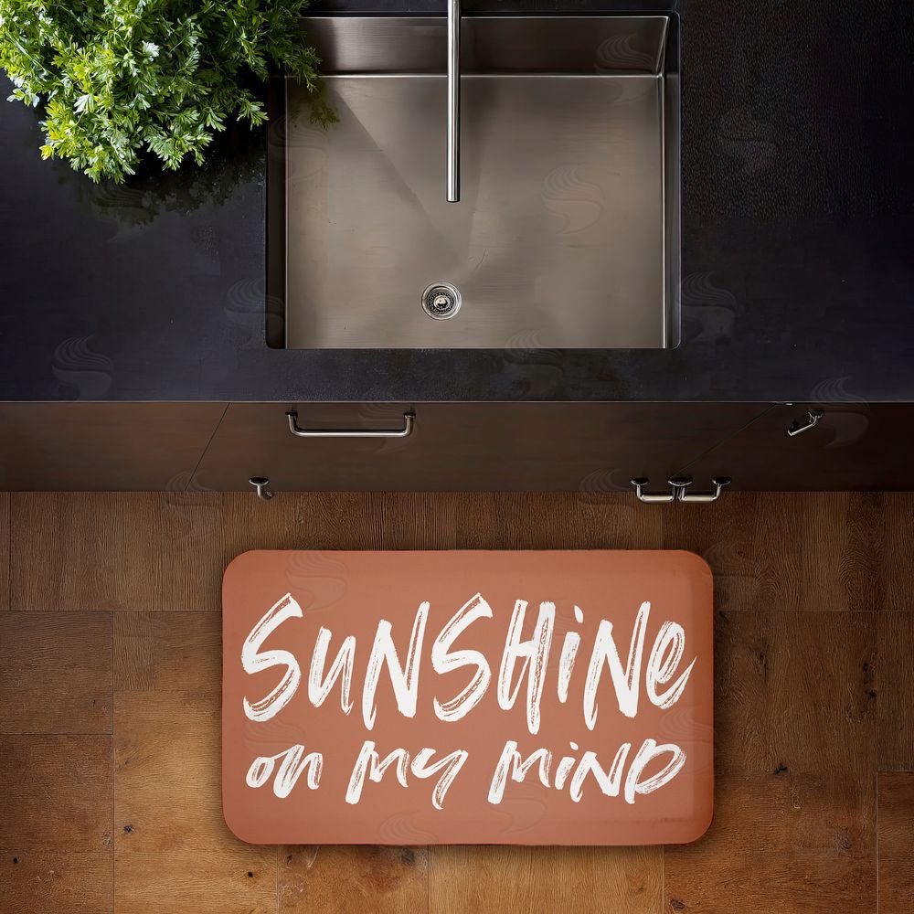 Lettered and Lined Tan Sunshine On My Mind Kitchen Floor Mat
