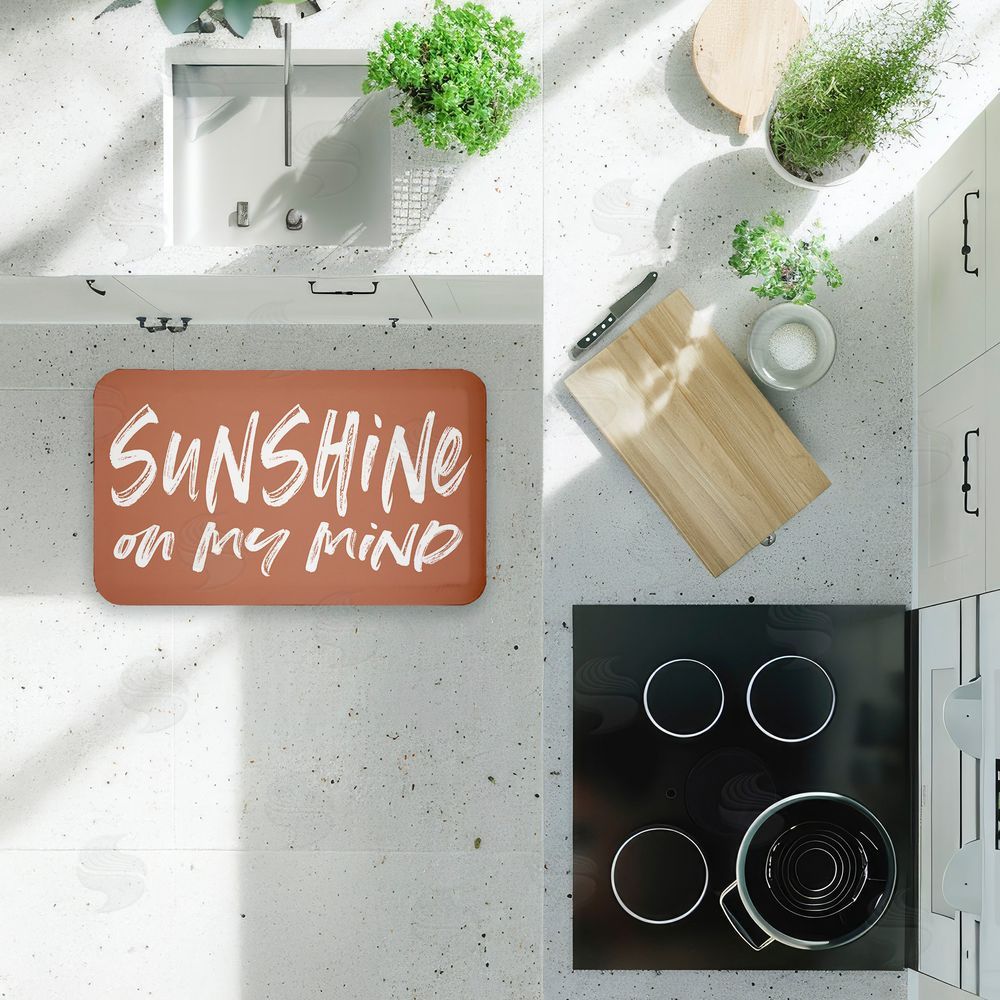 Lettered and Lined Tan Sunshine On My Mind Kitchen Floor Mat