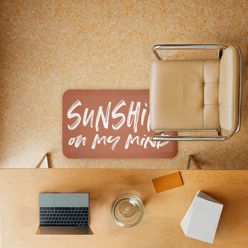 Lettered and Lined Tan Sunshine On My Mind Kitchen Floor Mat
