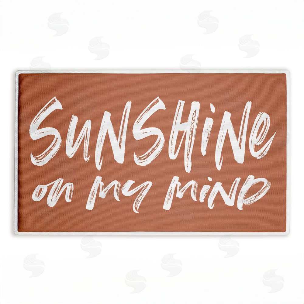 Lettered and Lined Tan Sunshine On My Mind Plush Bathroom Floor Mat