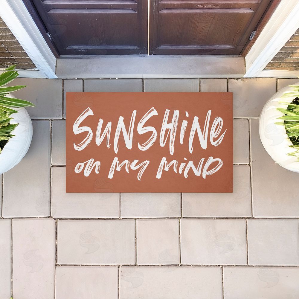 Lettered and Lined Tan Sunshine On My Mind Unwoven Outdoor Door Mat
