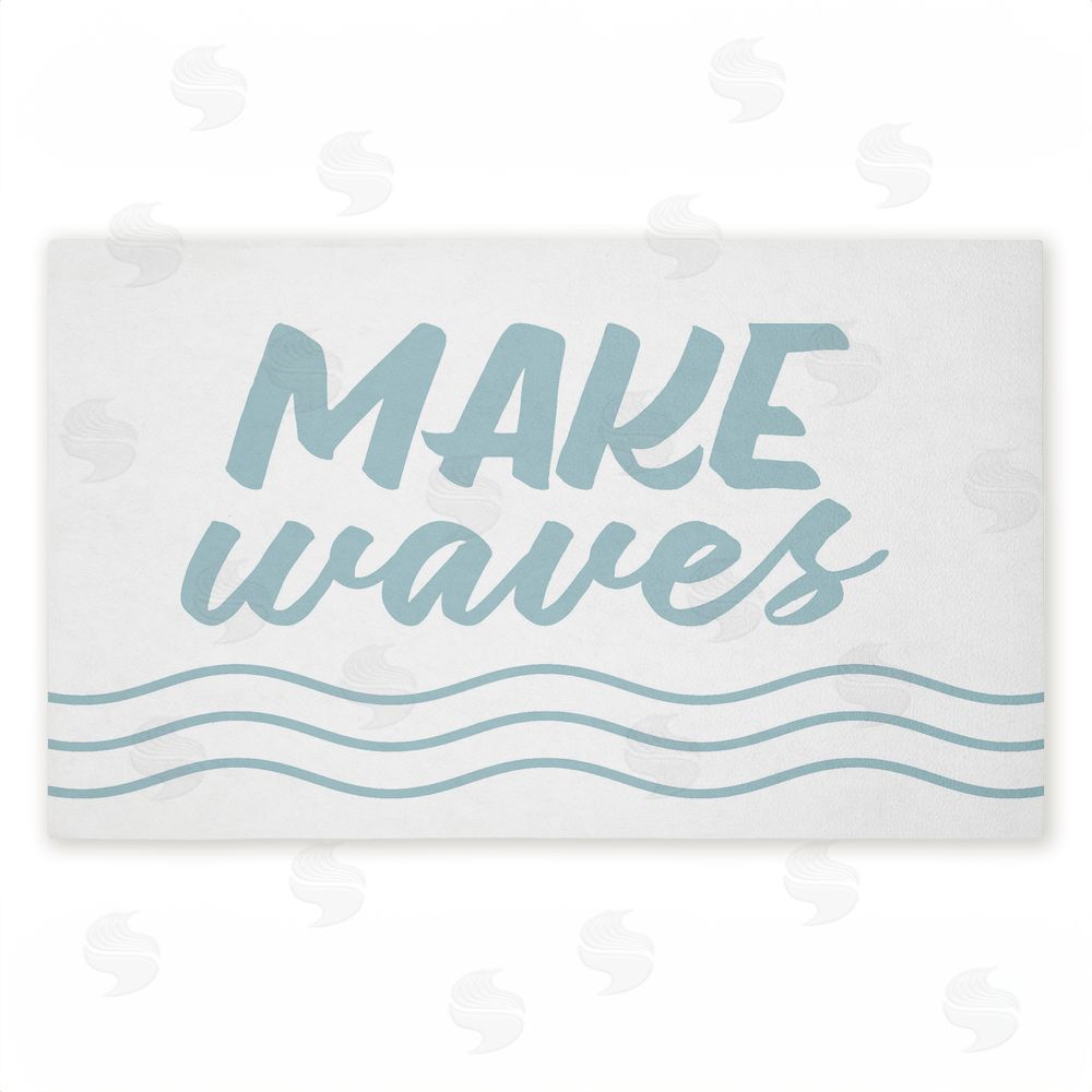 Lettered and Lined Make Waves Aqua Blue Unwoven Outdoor Door Mat