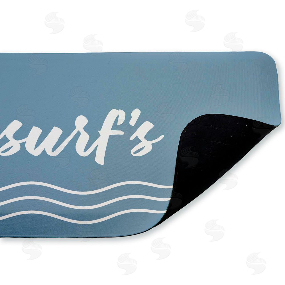 Lettered and Lined Surf's Up over Blue Kitchen Floor Mat