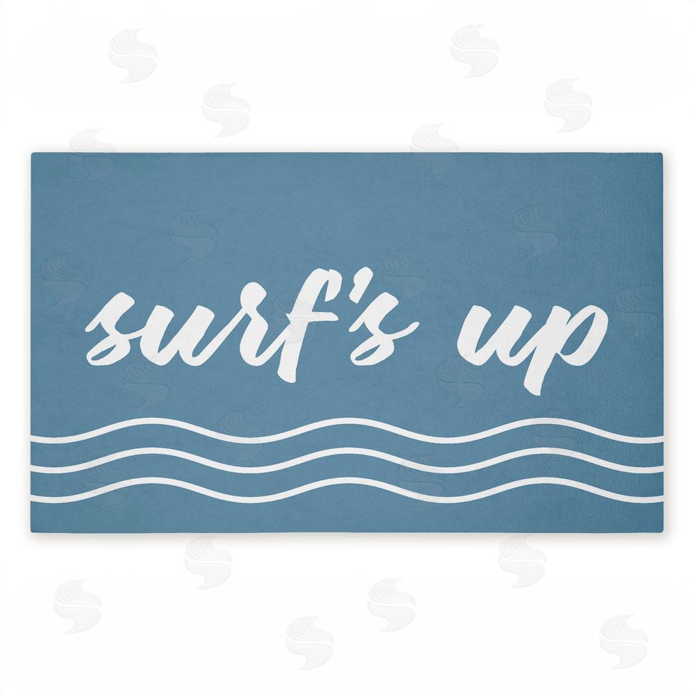 Lettered and Lined Surf's Up over Blue Unwoven Outdoor Door Mat