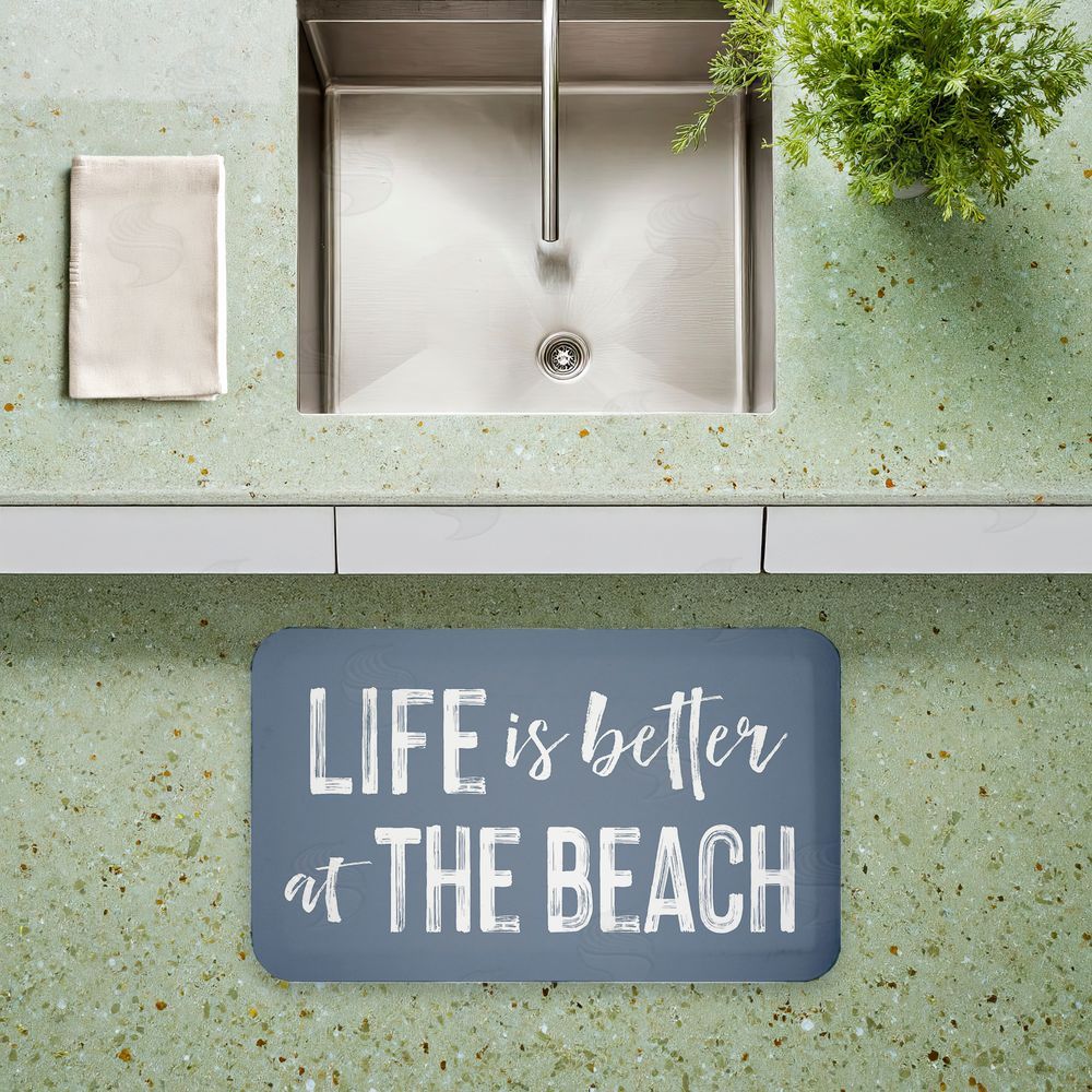 Lettered and Lined Better At Beach Sentiment Kitchen Floor Mat