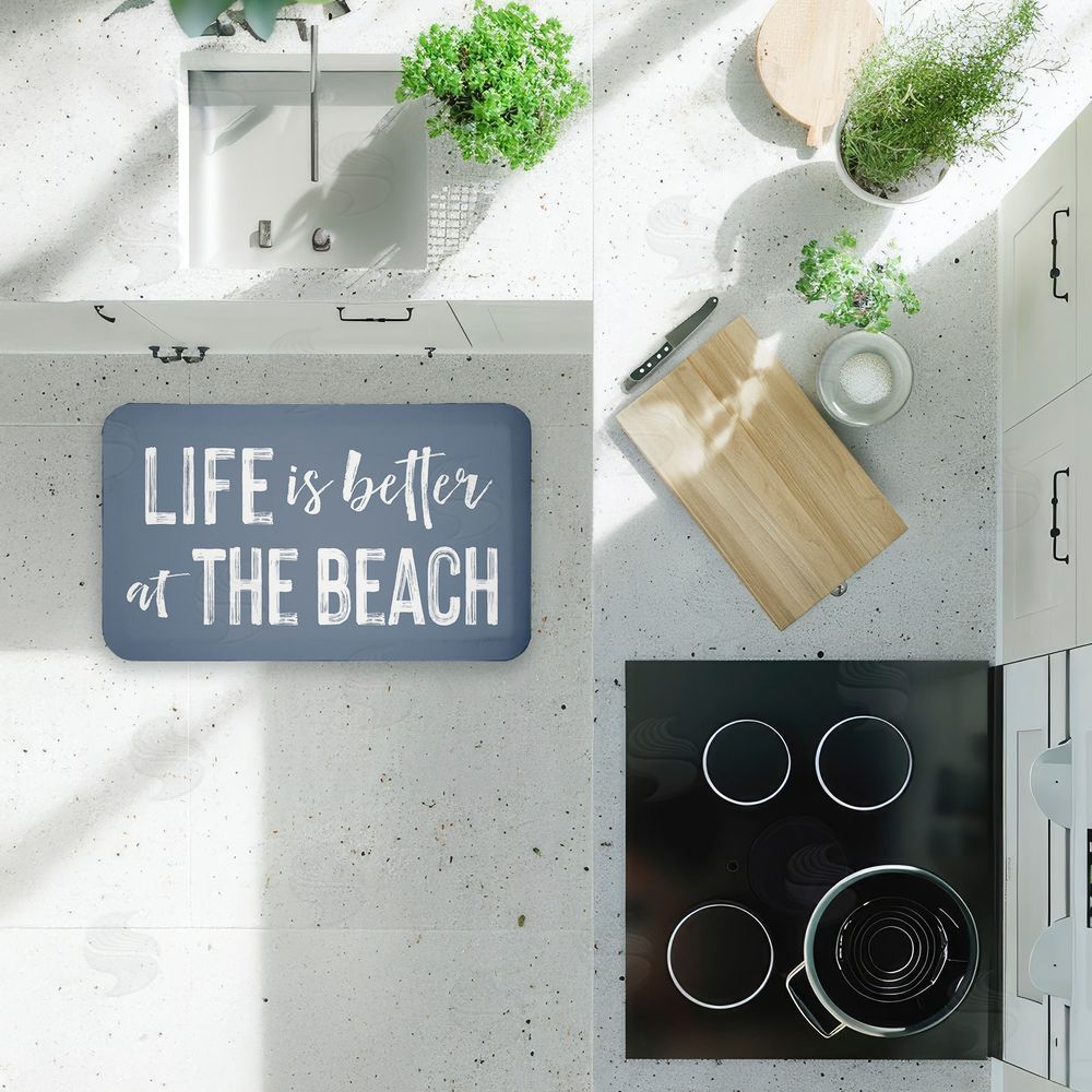 Lettered and Lined Better At Beach Sentiment Kitchen Floor Mat