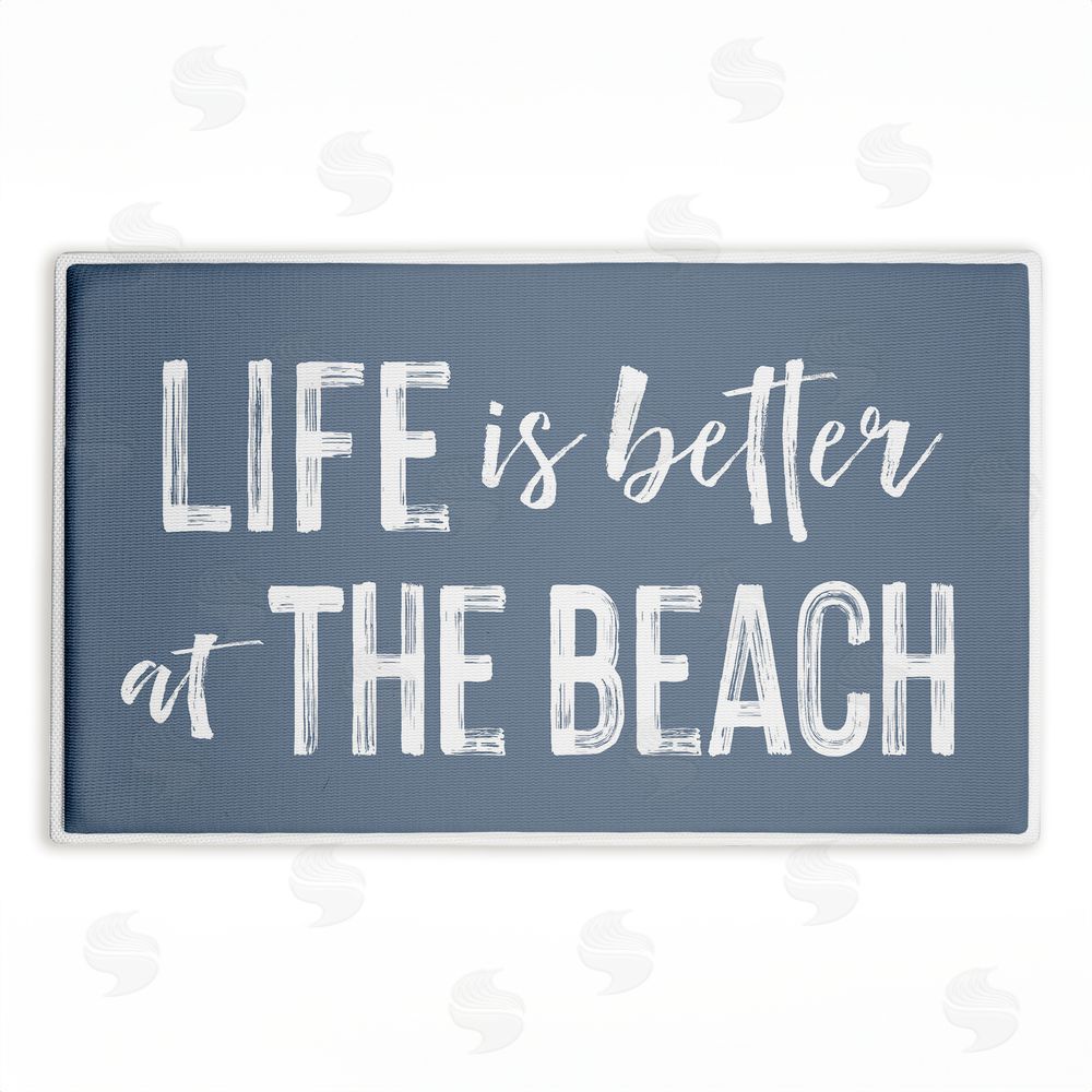 Lettered and Lined Better At Beach Sentiment Plush Bathroom Floor Mat