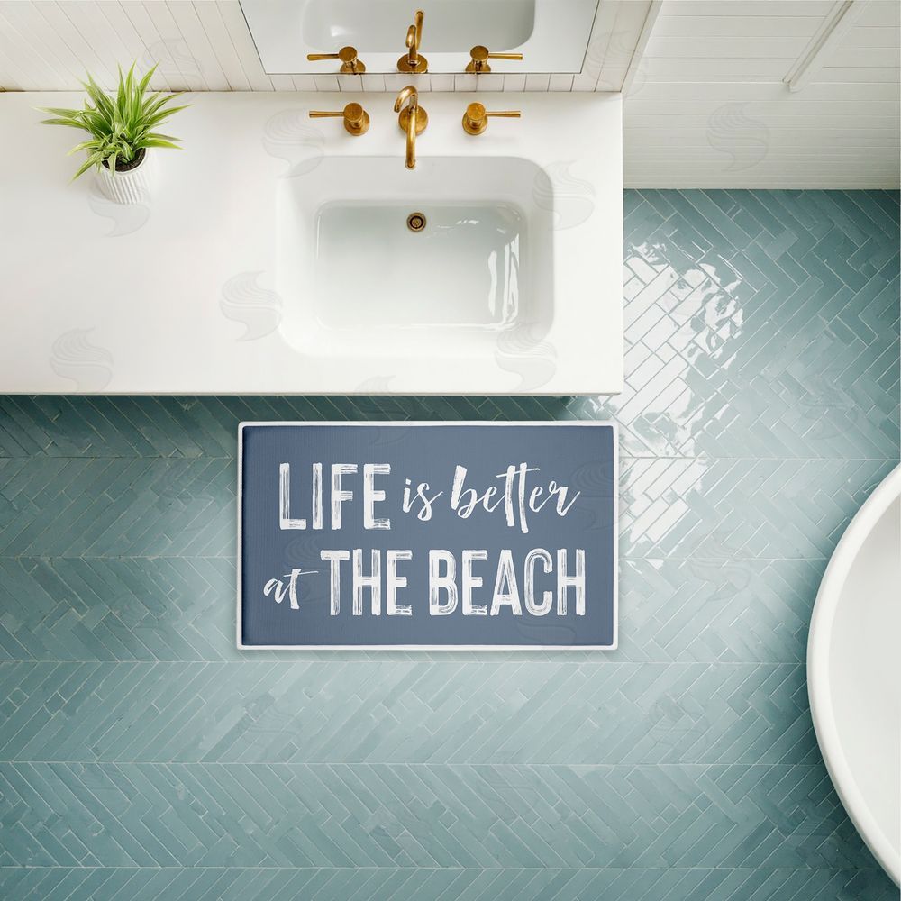 Lettered and Lined Better At Beach Sentiment Plush Bathroom Floor Mat