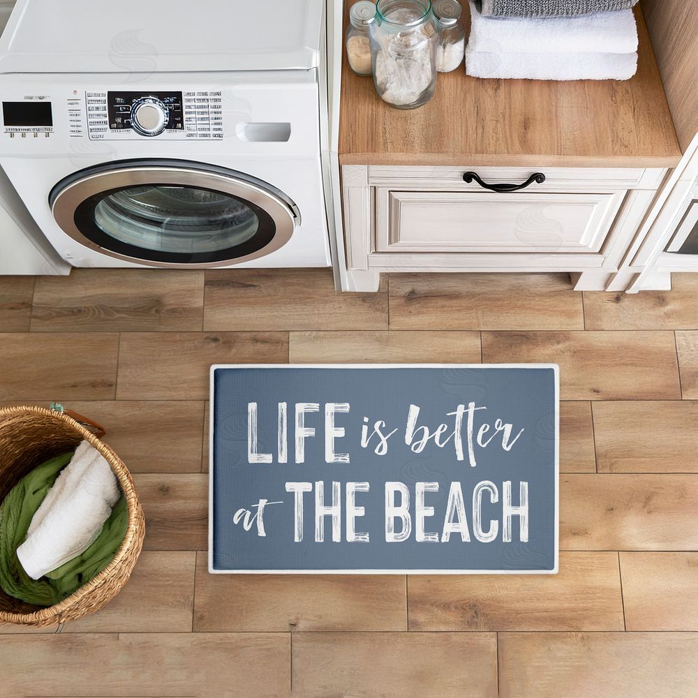 Lettered and Lined Better At Beach Sentiment Plush Bathroom Floor Mat