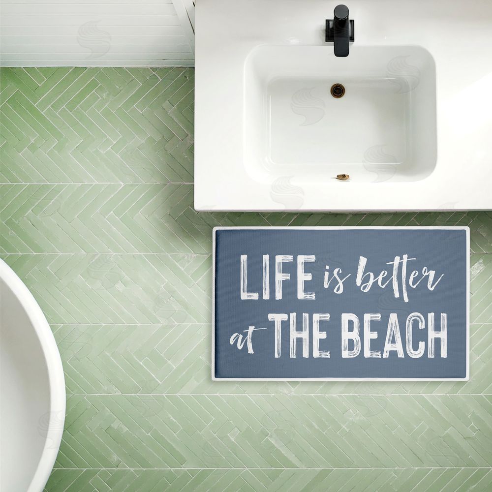 Lettered and Lined Better At Beach Sentiment Plush Bathroom Floor Mat