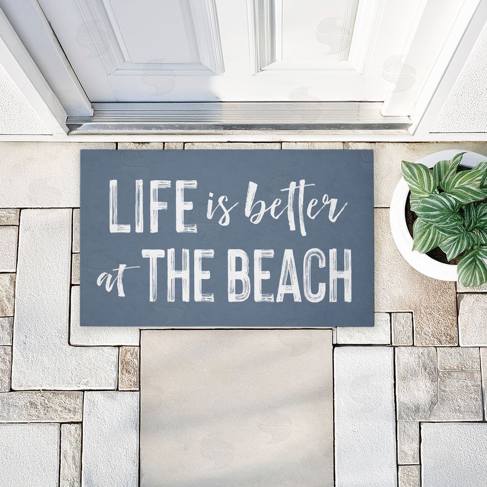 Lettered and Lined Better At Beach Sentiment Unwoven Outdoor Door Mat