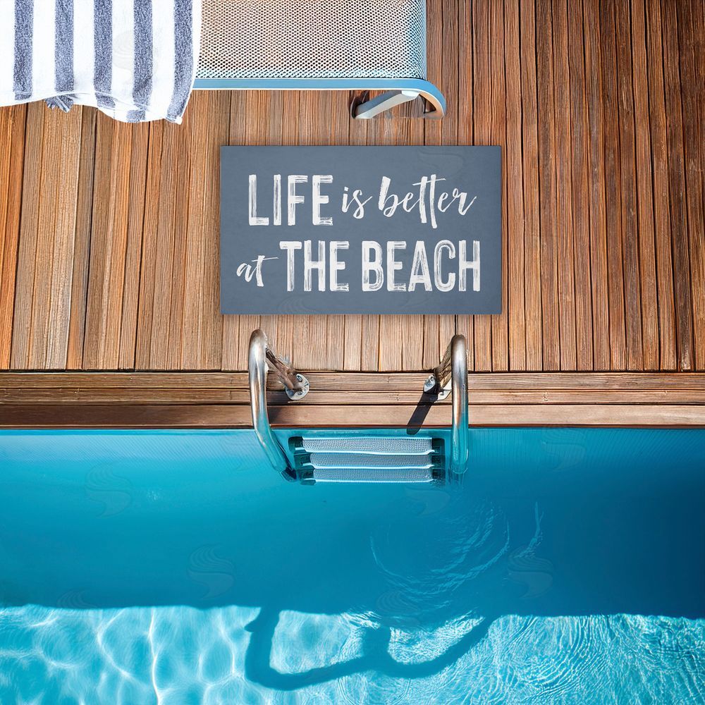 Lettered and Lined Better At Beach Sentiment Unwoven Outdoor Door Mat