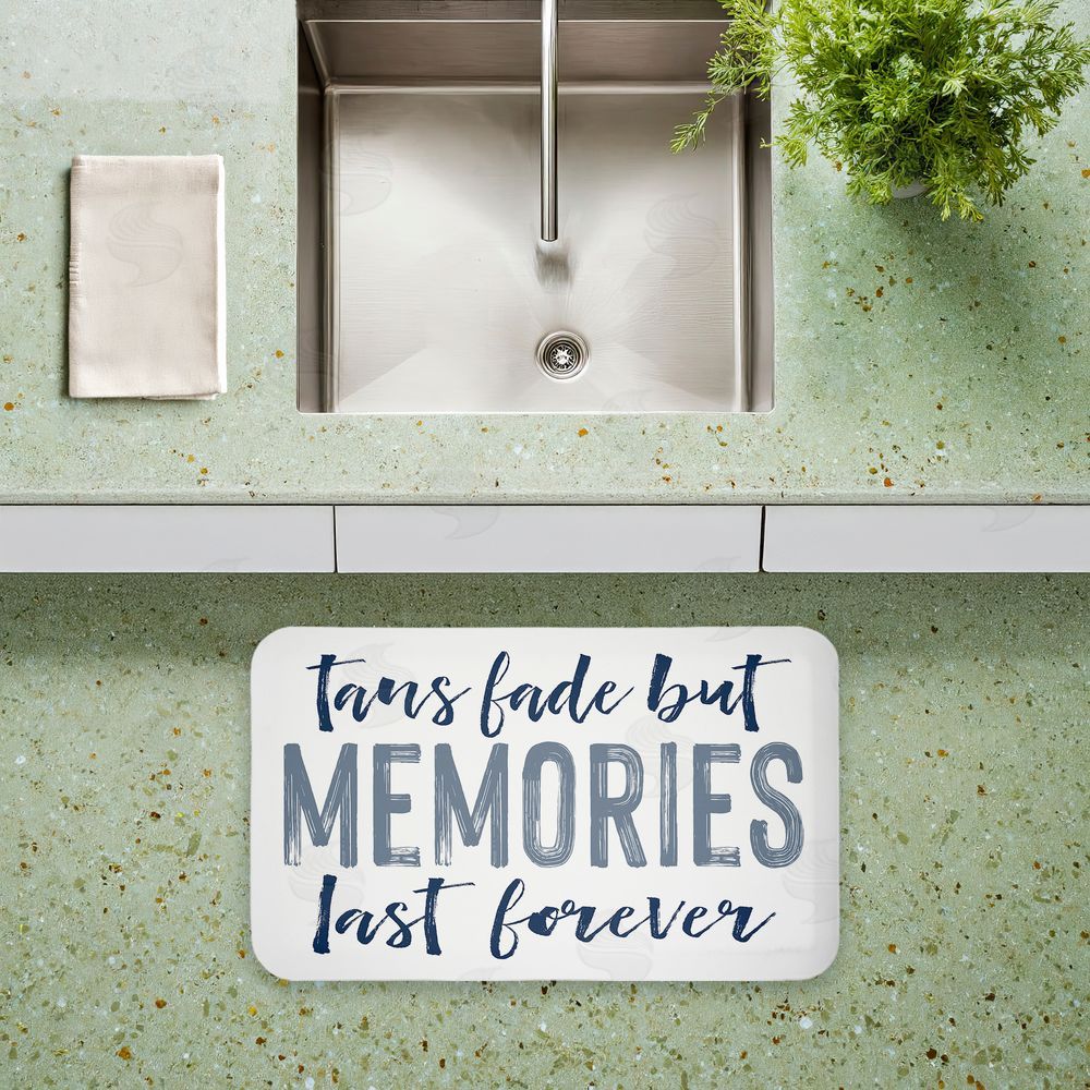 Lettered and Lined Tans Fade But Memories Last Kitchen Floor Mat