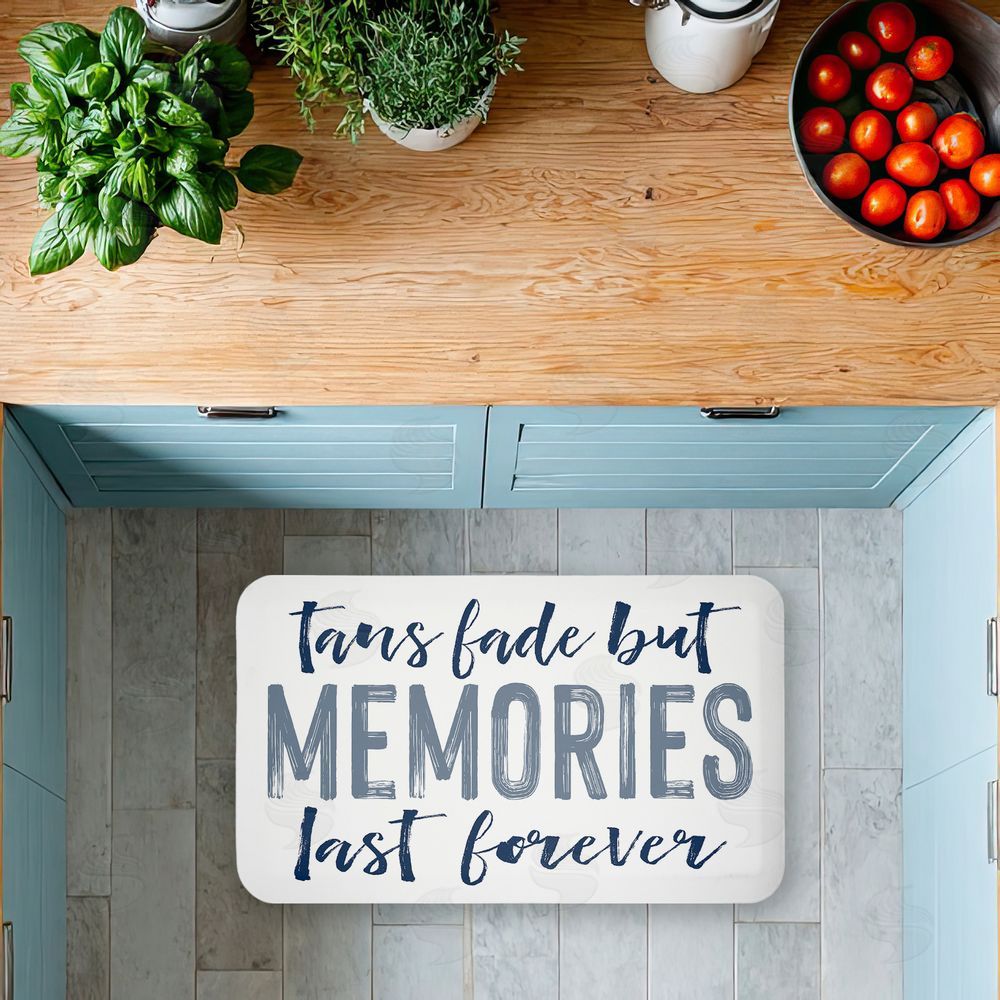 Lettered and Lined Tans Fade But Memories Last Kitchen Floor Mat