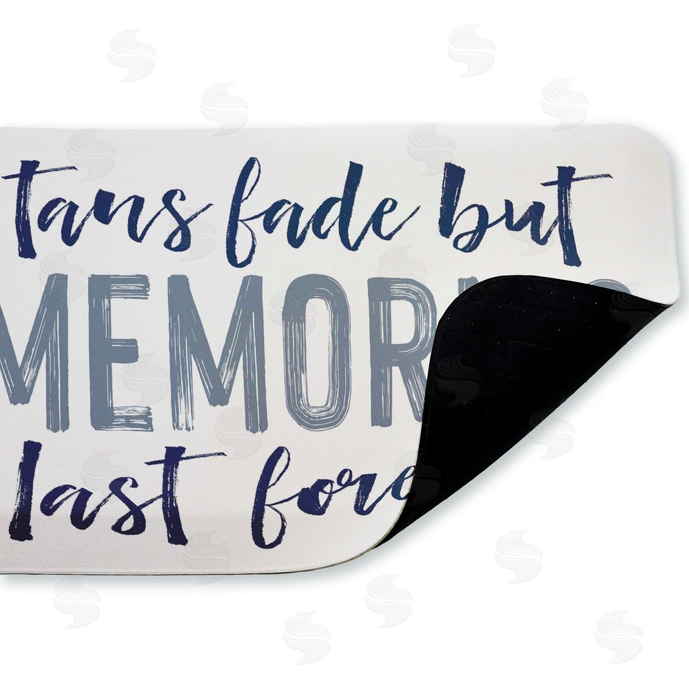 Lettered and Lined Tans Fade But Memories Last Kitchen Floor Mat