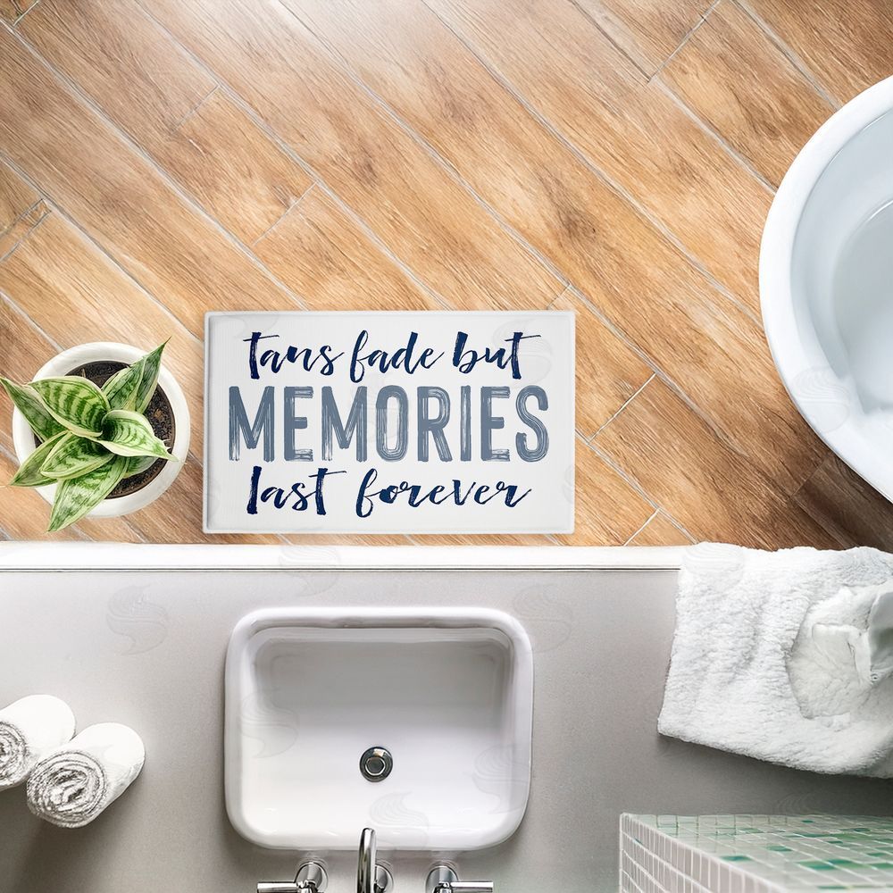 Lettered and Lined Tans Fade But Memories Last Plush Bathroom Floor Mat