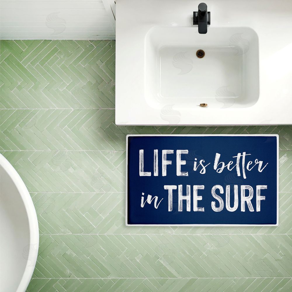 Lettered and Lined Better In The Surf Sentiment Plush Bathroom Floor Mat