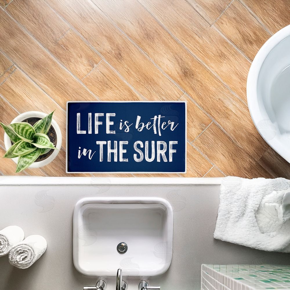 Lettered and Lined Better In The Surf Sentiment Plush Bathroom Floor Mat