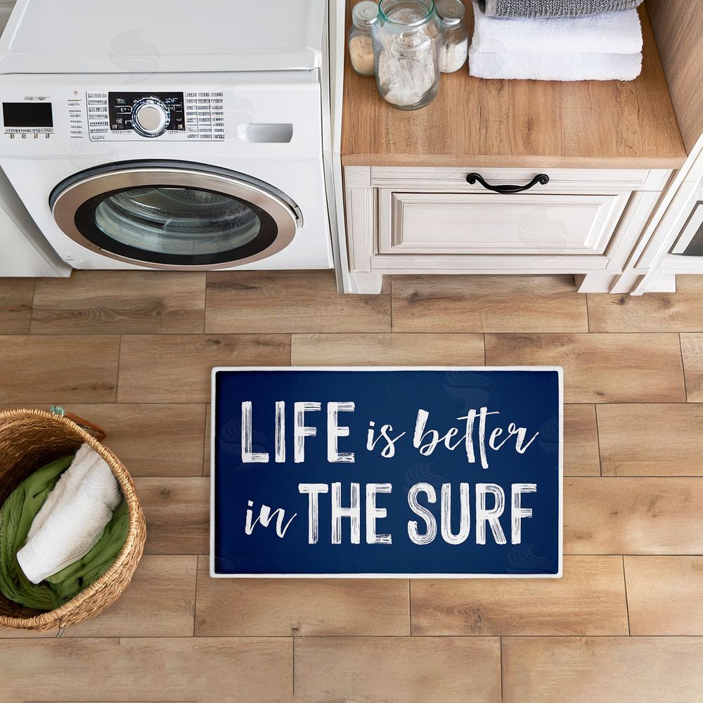 Lettered and Lined Better In The Surf Sentiment Plush Bathroom Floor Mat