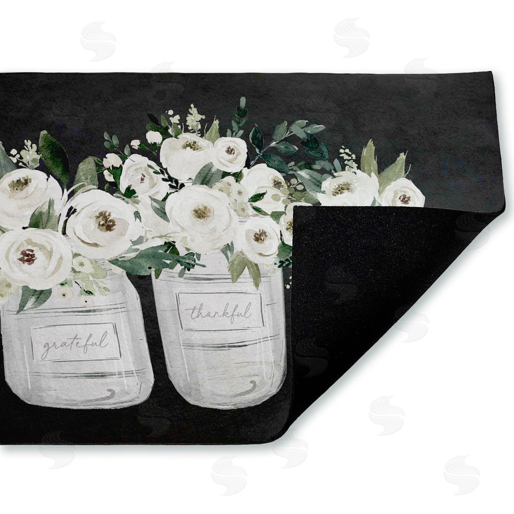Lettered and Lined White Roses in Country Jars Unwoven Outdoor Door Mat