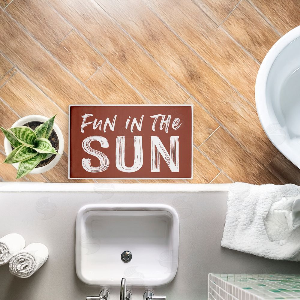 Lettered and Lined Fun In The Sun Sentiment Plush Bathroom Floor Mat