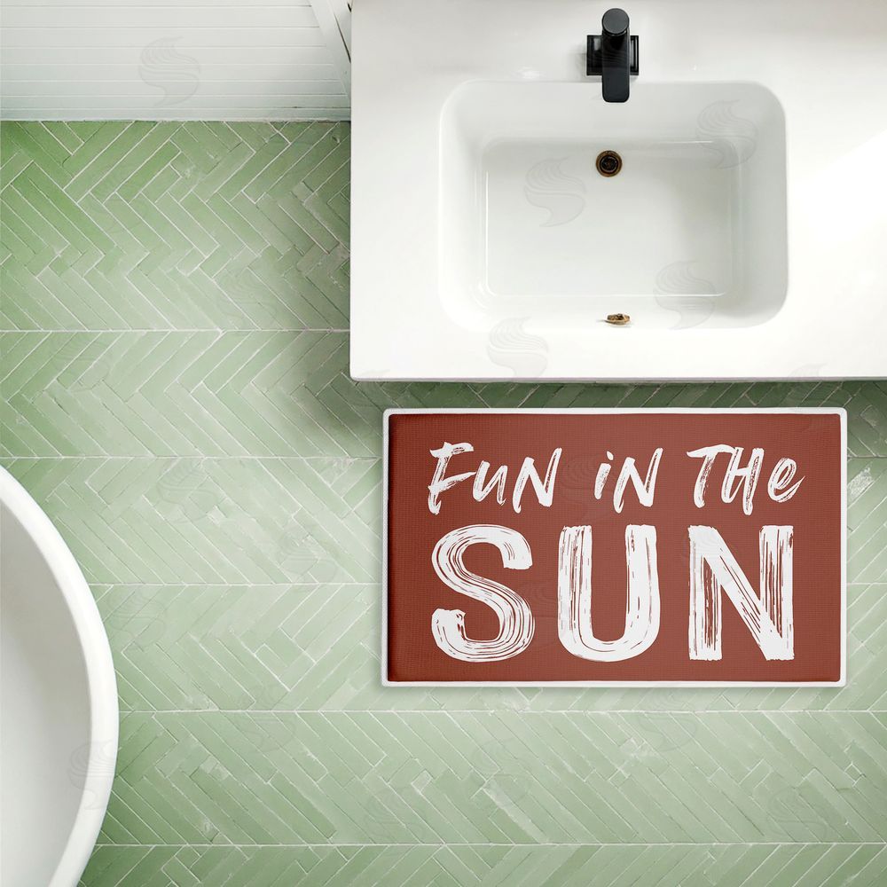 Lettered and Lined Fun In The Sun Sentiment Plush Bathroom Floor Mat