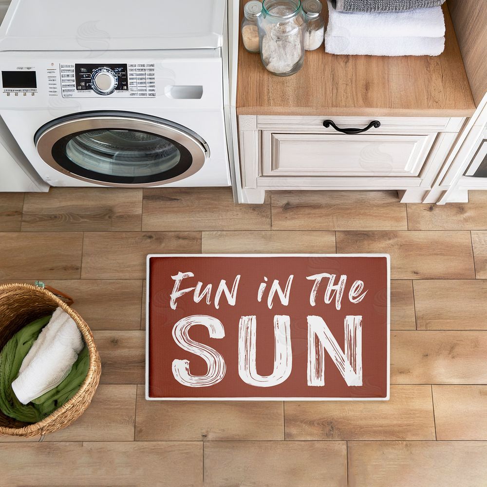 Lettered and Lined Fun In The Sun Sentiment Plush Bathroom Floor Mat
