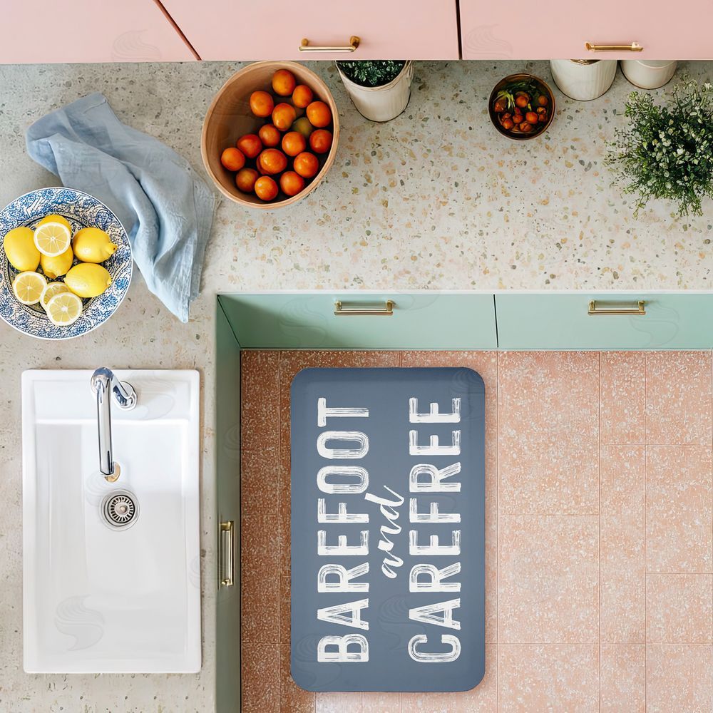 Lettered and Lined Barefoot and Carefree Summertime Kitchen Floor Mat