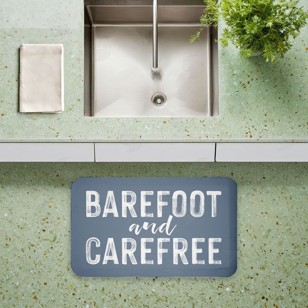 Lettered and Lined Barefoot and Carefree Summertime Kitchen Floor Mat