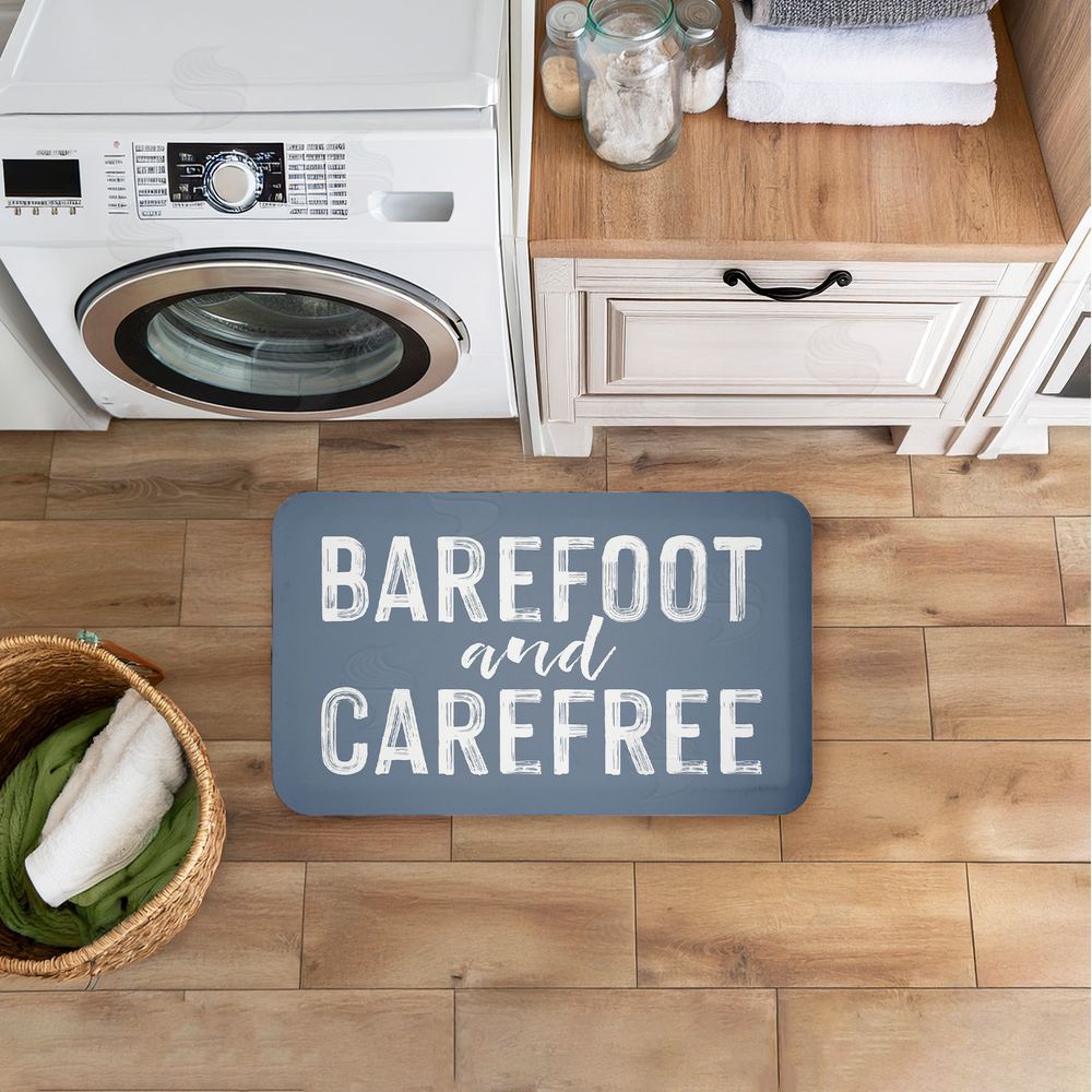 Lettered and Lined Barefoot and Carefree Summertime Kitchen Floor Mat
