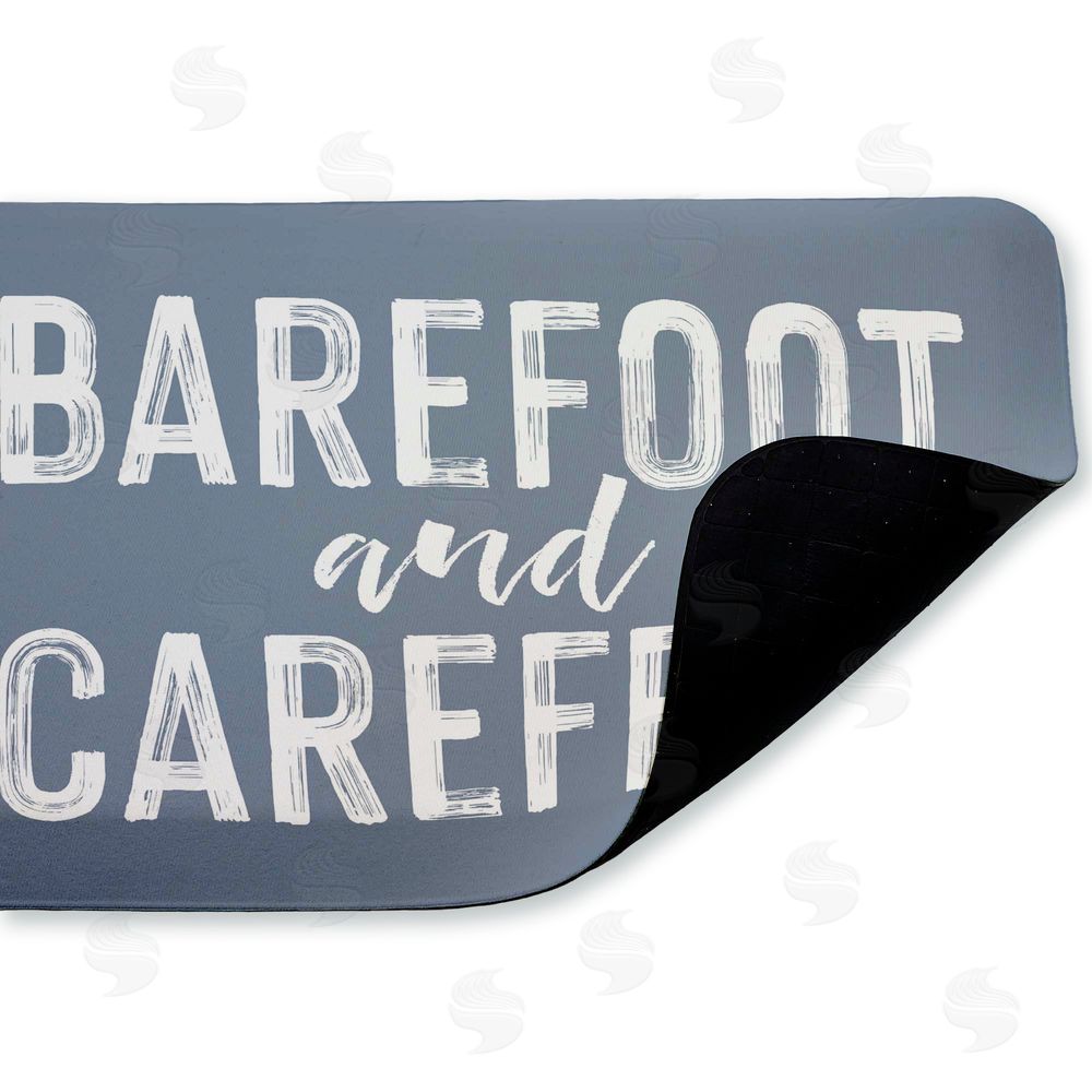 Lettered and Lined Barefoot and Carefree Summertime Kitchen Floor Mat