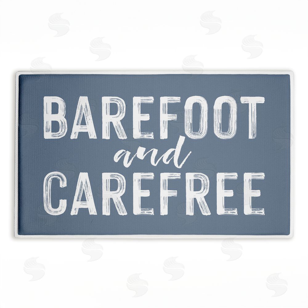 Lettered and Lined Barefoot and Carefree Summertime Plush Bathroom Floor Mat