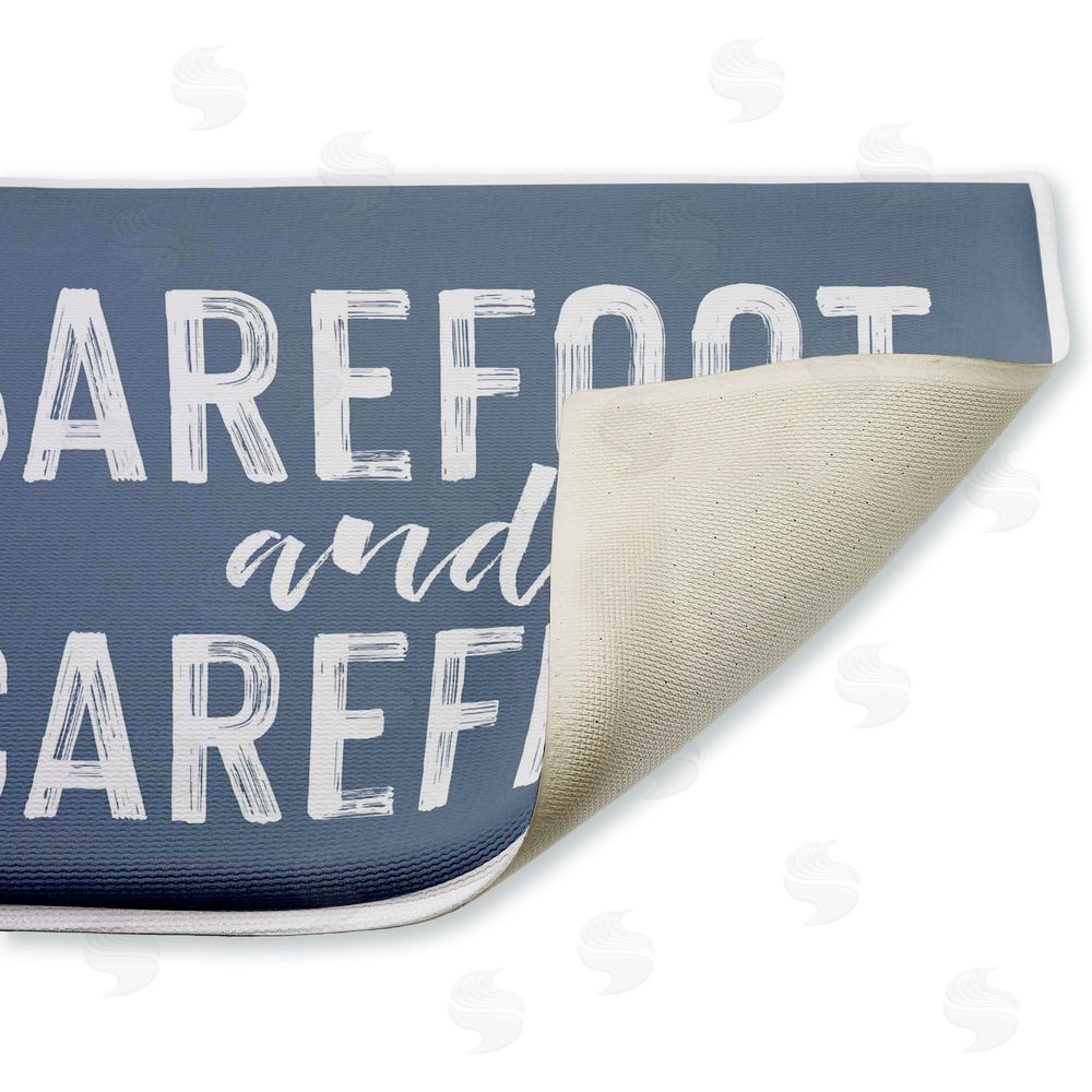 Lettered and Lined Barefoot and Carefree Summertime Plush Bathroom Floor Mat