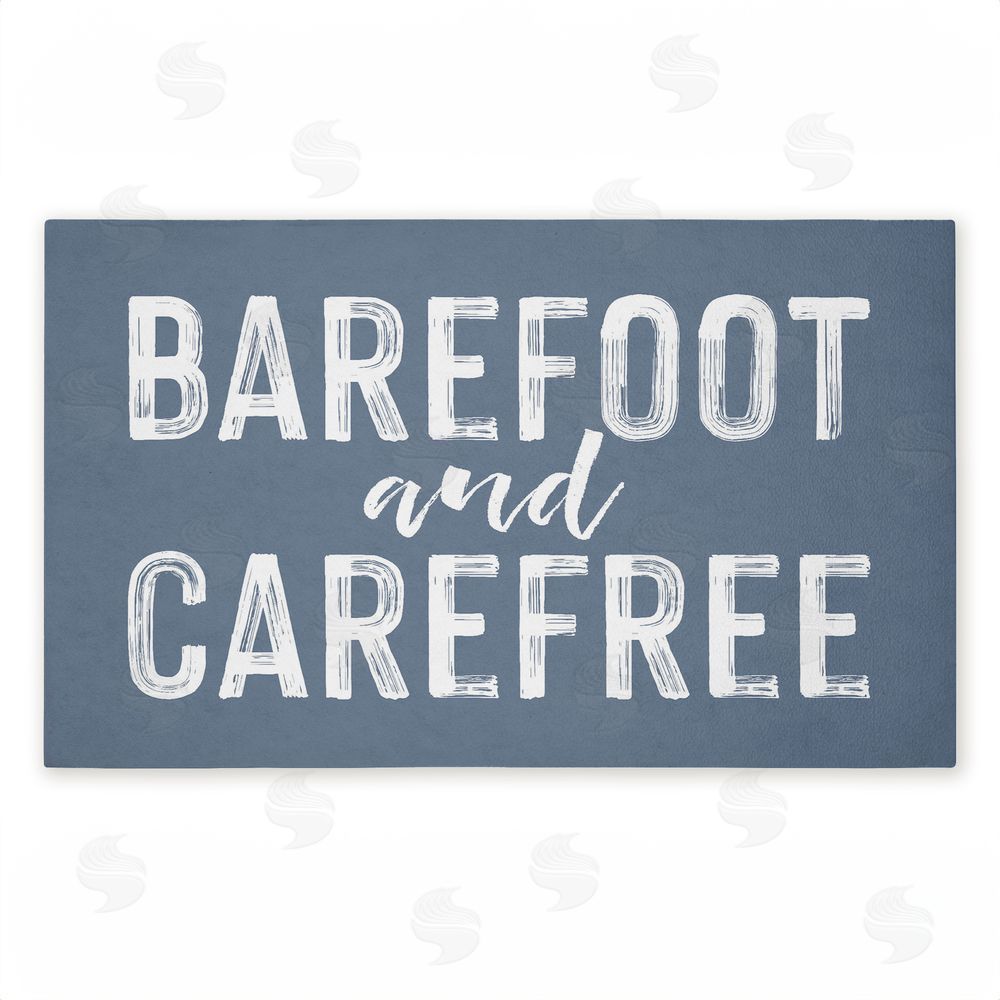 Lettered and Lined Barefoot and Carefree Summertime Unwoven Outdoor Door Mat