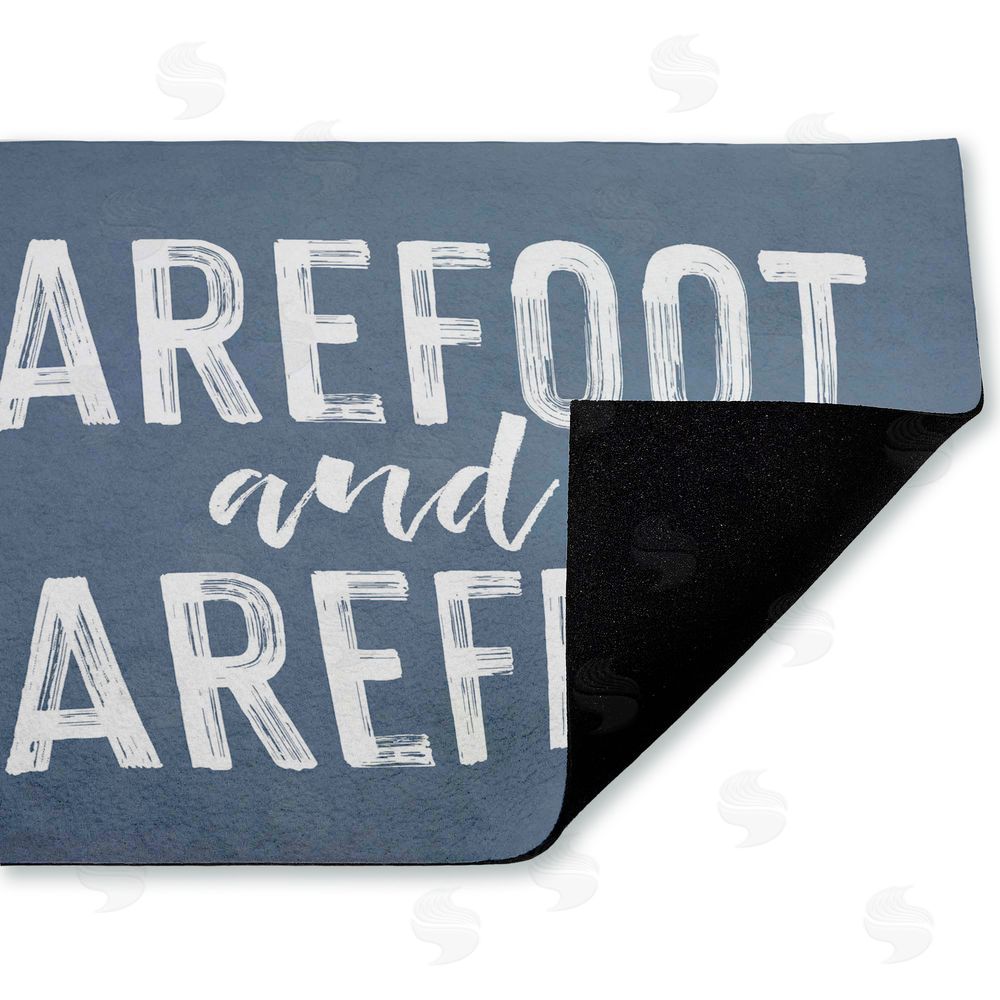 Lettered and Lined Barefoot and Carefree Summertime Unwoven Outdoor Door Mat