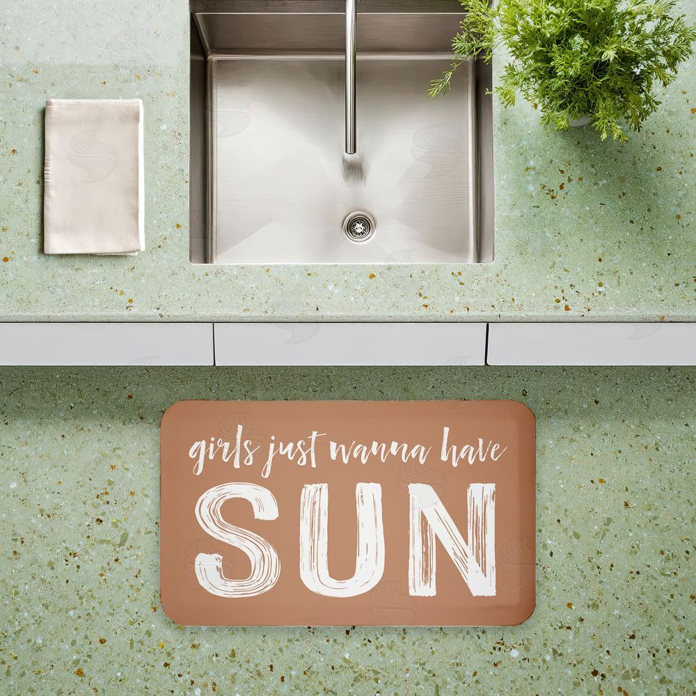 Lettered and Lined Girls Just Wanna Have Sun Kitchen Floor Mat